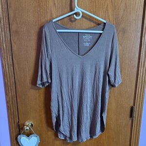 Brown V-Neck Women's Top
